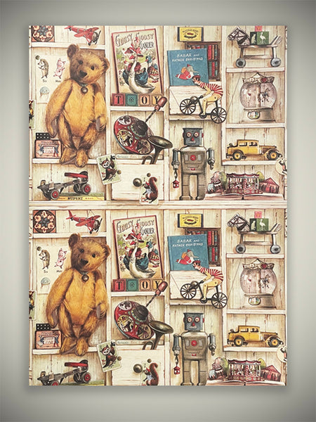 Bomo Art Budapest Kft Papel Envoltorio 'Vintage Toy Shelves' - 100x70 cm