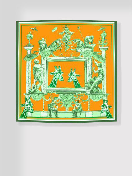 Ignacio Goitia Pochette 'jirafas' Naranja Y Verde - 50x50