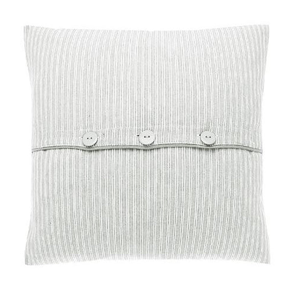 Walton & Co Dove Grey Ticking Stripe Button Cushion Cover, 43 X 43cm
