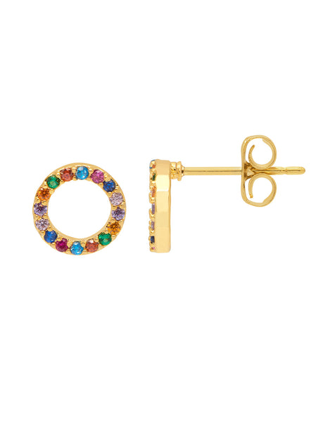 Estella Bartlett  - Cz Circle Rainbow Gold Earrings