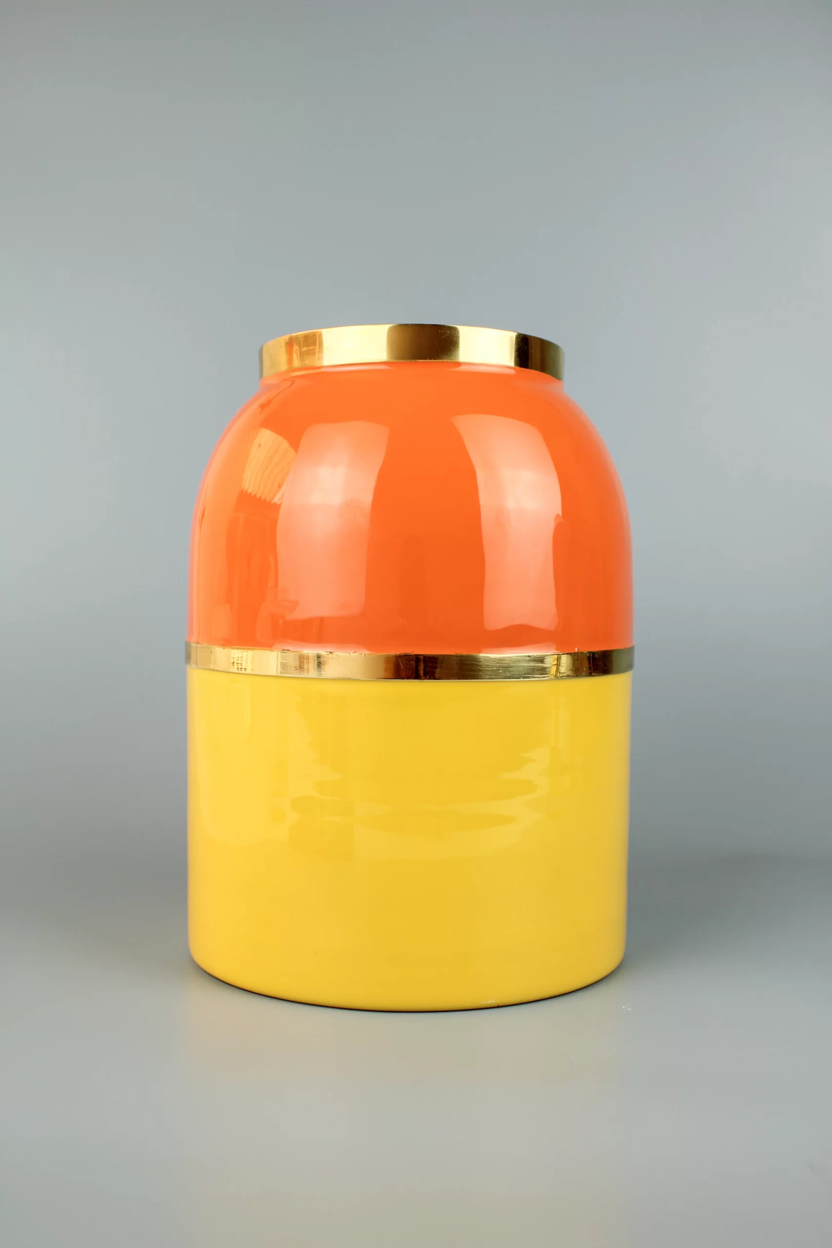 My Doris Large Enamel Brass Vase In Yellow & Orange