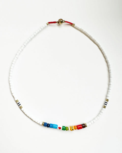The Aloft Shop Rainbow & Heart Beaded Necklace