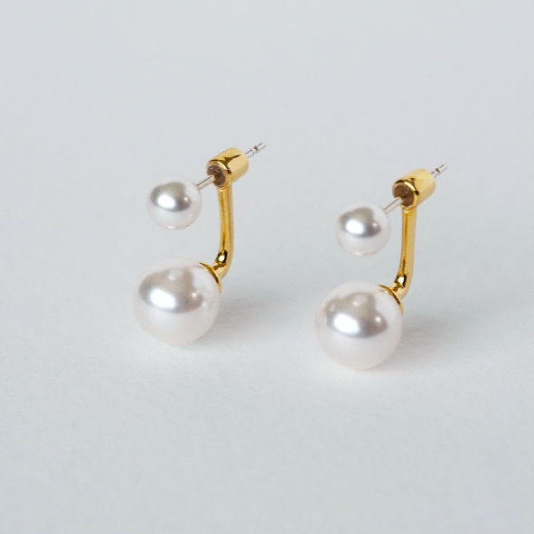 Curious & Curious Double Pearl Earrings