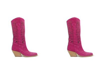 KALI SHOES BARBI PINK Suede Texan Slouch Western Boots