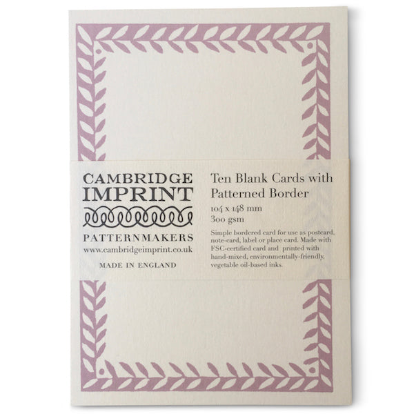 Cambridge Imprint 10 Postcards With Patterned Border - Cupboard Pink