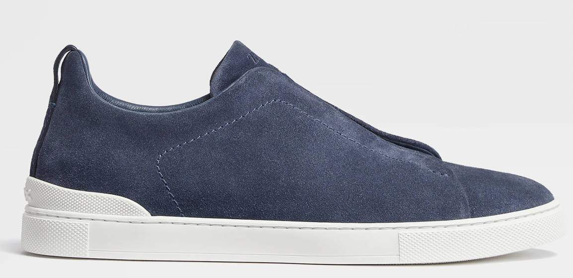 ZEGNA Utility Blue Suede Triple Stitch Sneakers