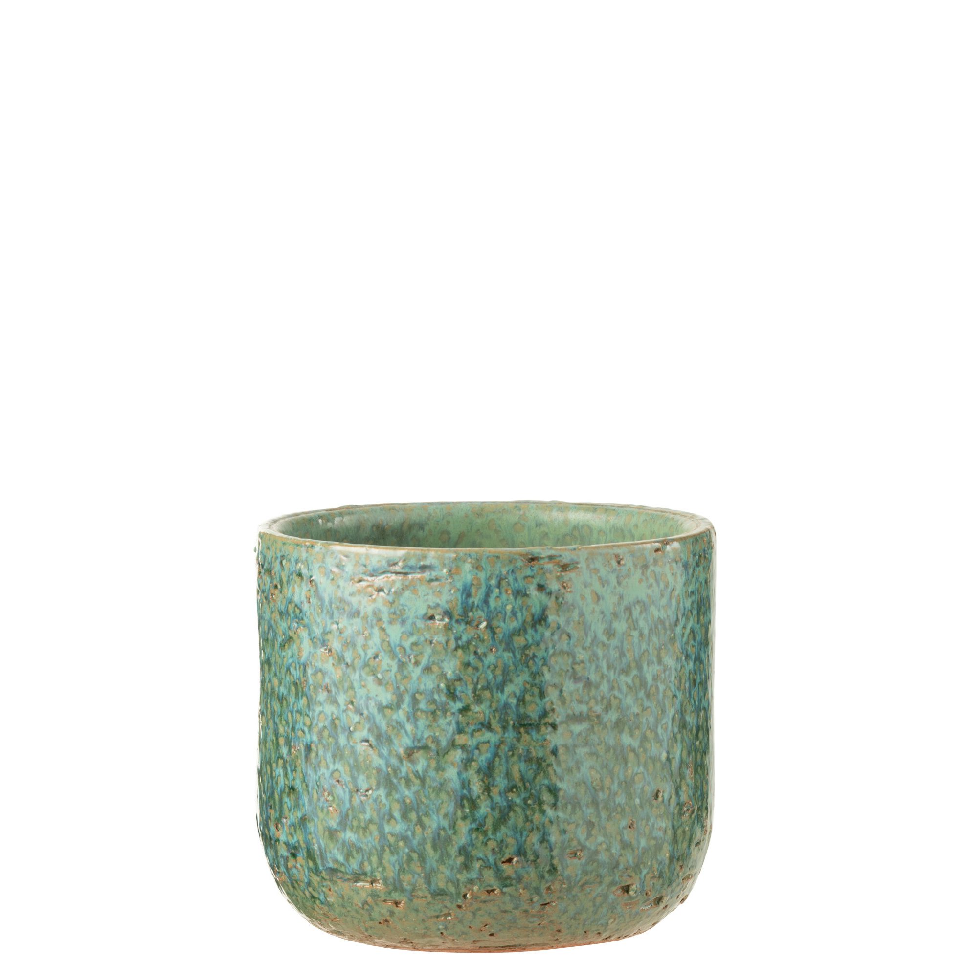 j-line-small-green-ceramic-leo-flowerpot