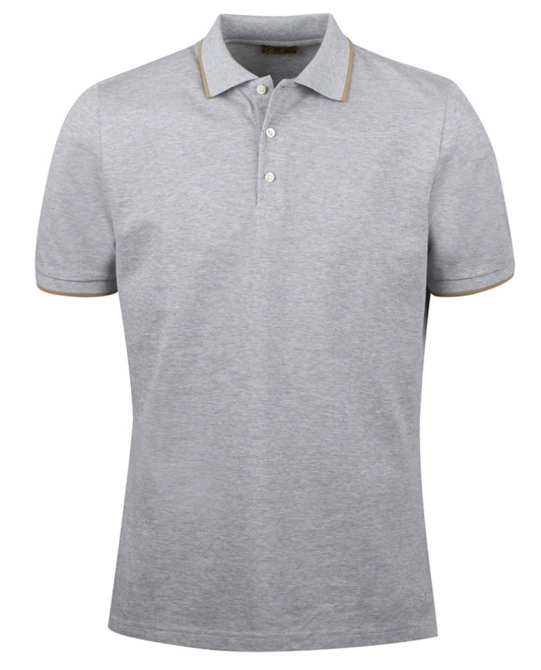 Stenstroms Grey Contrast Cotton Polo Shirt