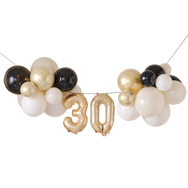 Ginger Ray 30th Birthday Balloon Islands Black, Nude, Cream & Champagne Gold