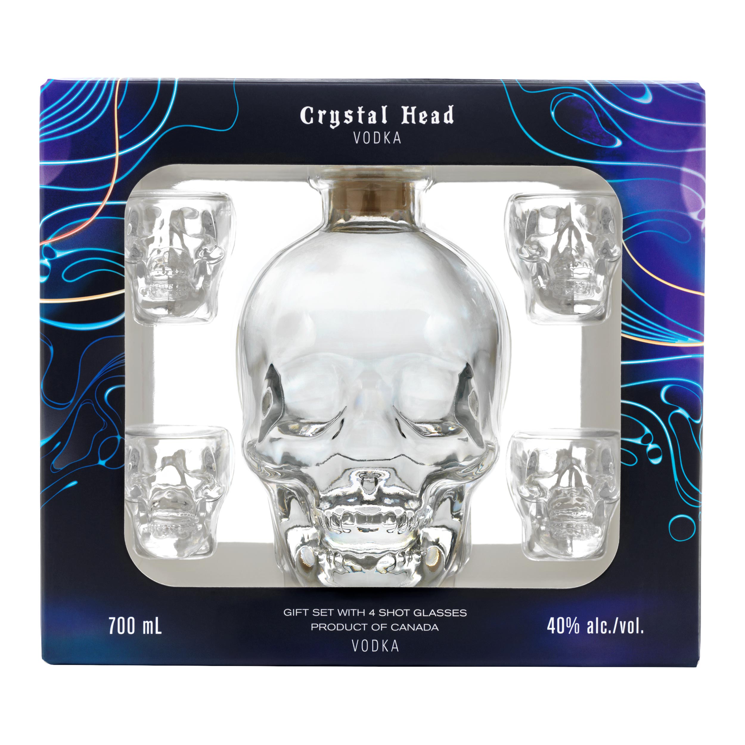 Vodka Crystal Head  70cl Crystal Head Vodka Gift Box With 4 Shot Glass