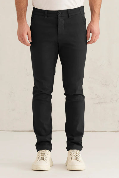 Transit Stretch Italian Cotton Chino Trousers Black