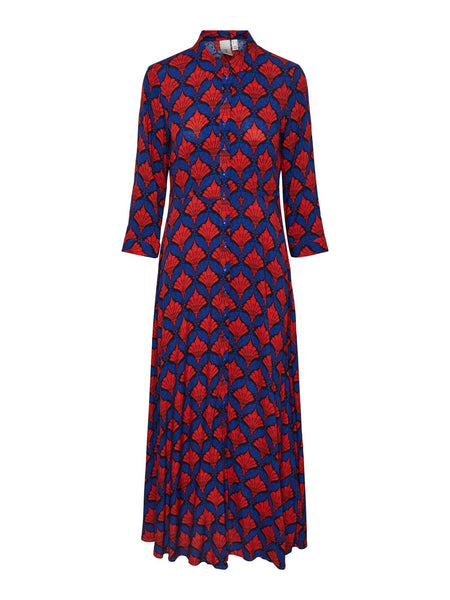 Y.A.S Savanna Long Shirt Dress In Tiffany Print