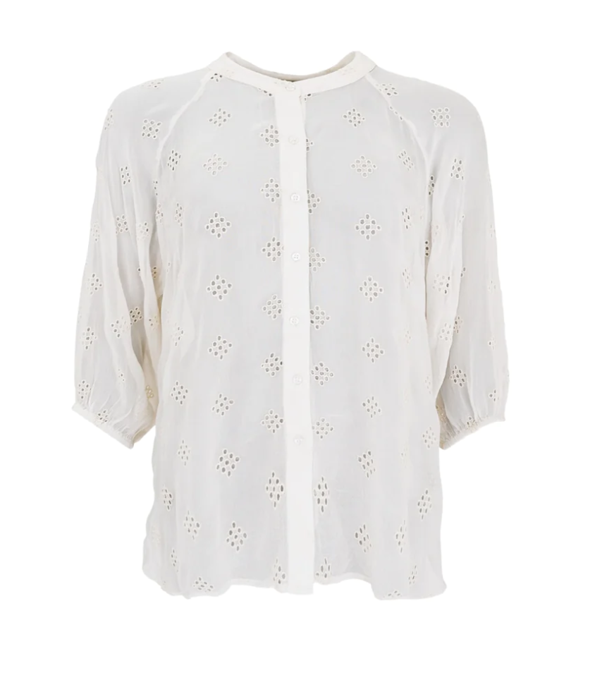 Black Colour White Nell Embroidery Blouse
