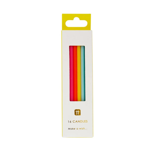 Talking Tables Pack of 16 Long Rainbow Colour Birthday Candles