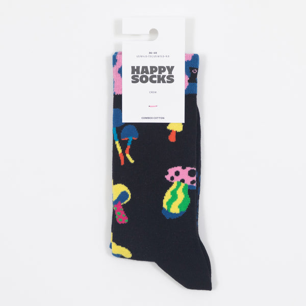 Happy Socks  Mushroom Socks in Black & Multi