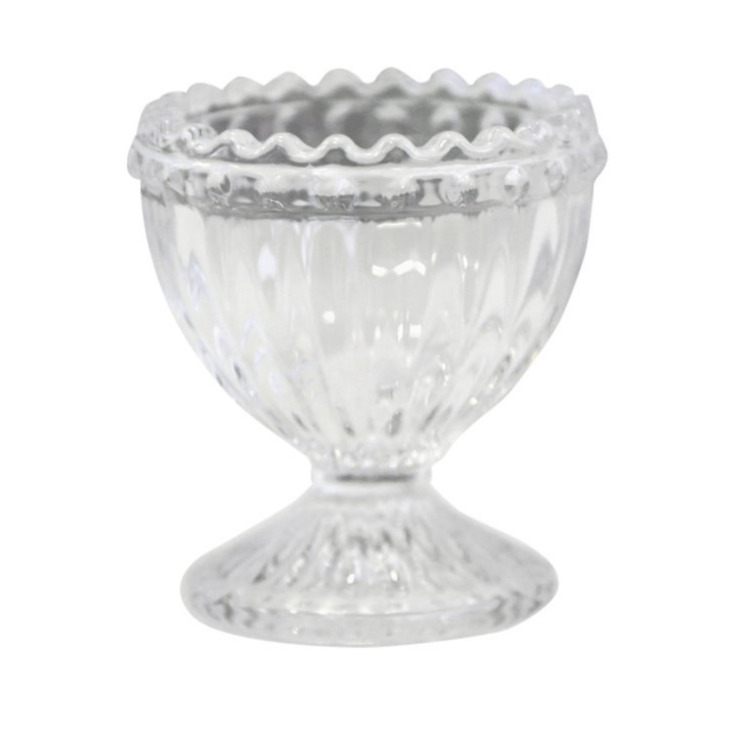 Chic Antique SET OF 4 GLASS EGG CUPS WITH PEARL EDGE