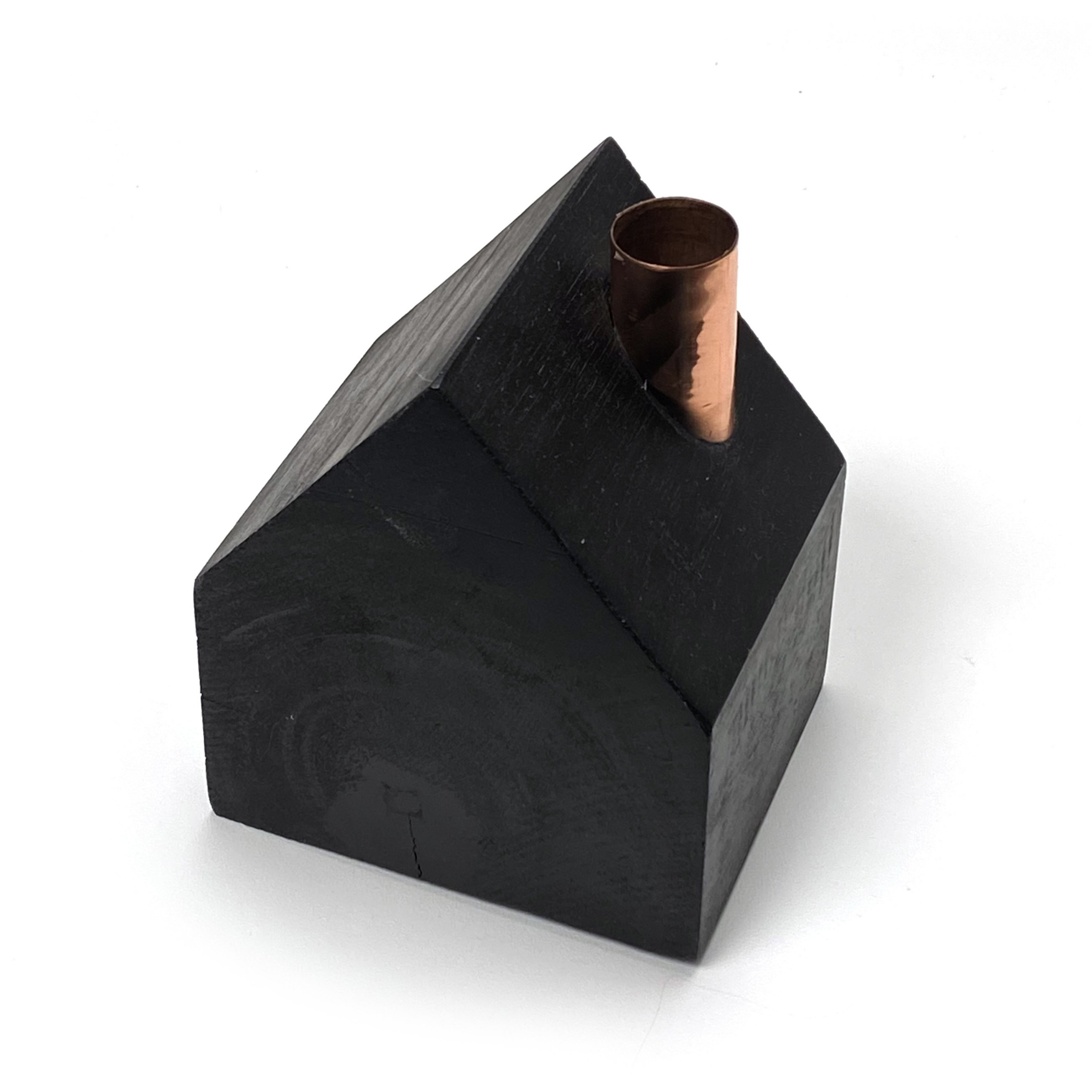 Muubs BLACK WOOD & COPPER HOUSE CANDLE HOLDER