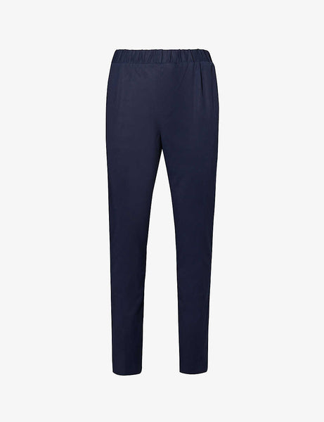 Paige  Snider Elasticated Waistband Tapered Leg Stretch Trousers In Dark Horizon Blue