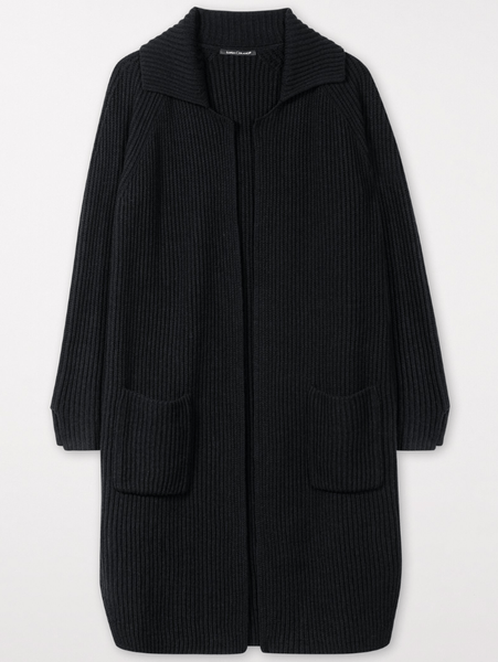 Luisa Cerano Black Long Wool Blend Coat