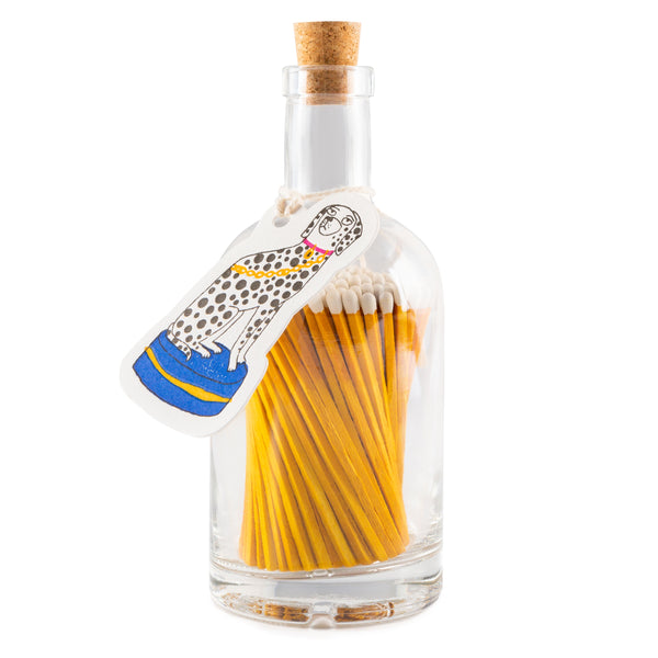 livs Matches In Glass Bottle Yellow Dalmation