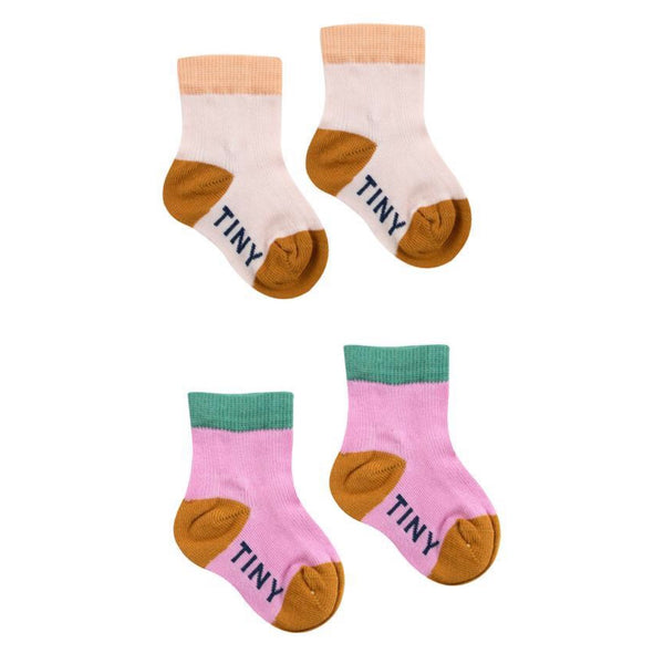Tinycottons - Bicolour Socks (pack Of 2) - Pink/soft Pink