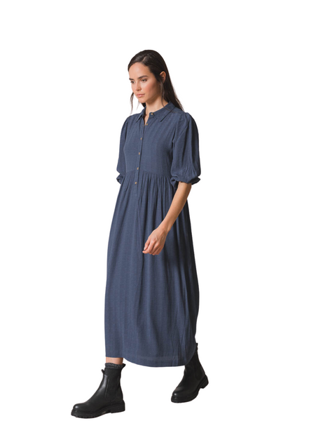 Indi & Cold Maxi Shirt Dress In Night Blue From