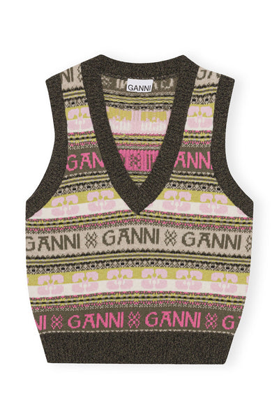 Ganni Logo Mix Wool Vest