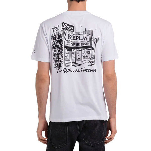 Replay T-Shirt With Back Print In White for Men