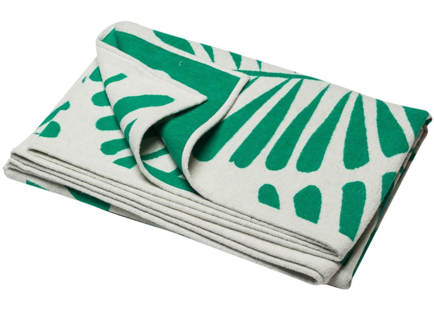 David Fussenegger Green Palm Leaf Printed Luca Flannel Blanket 