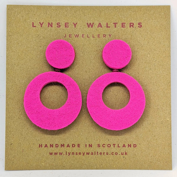 Lynsey Walters Retro Hoop Earring - Bright Pink