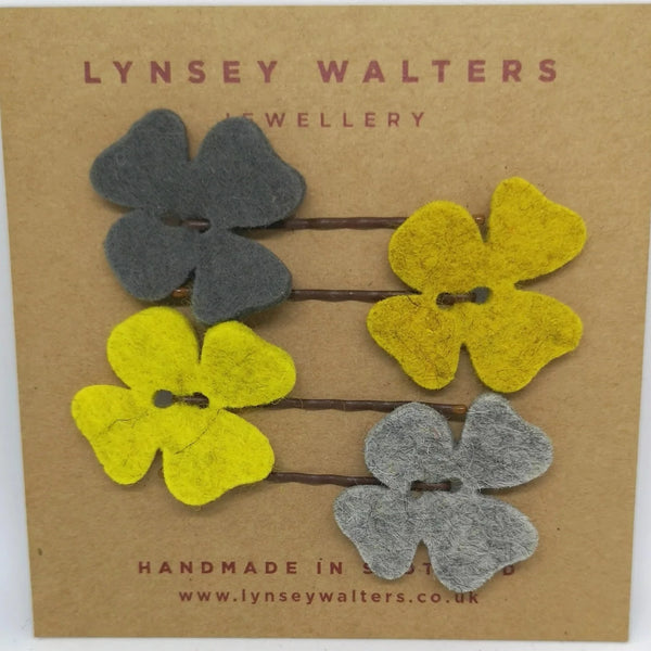 Lynsey Walters Set Of 4 Flower Hair Slides - Mustard