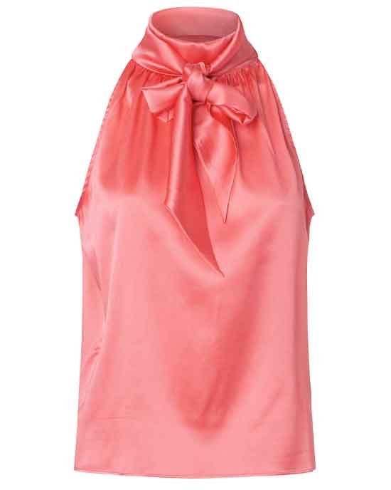 Charlotte Sparre Silk Satin Pink Bow Top