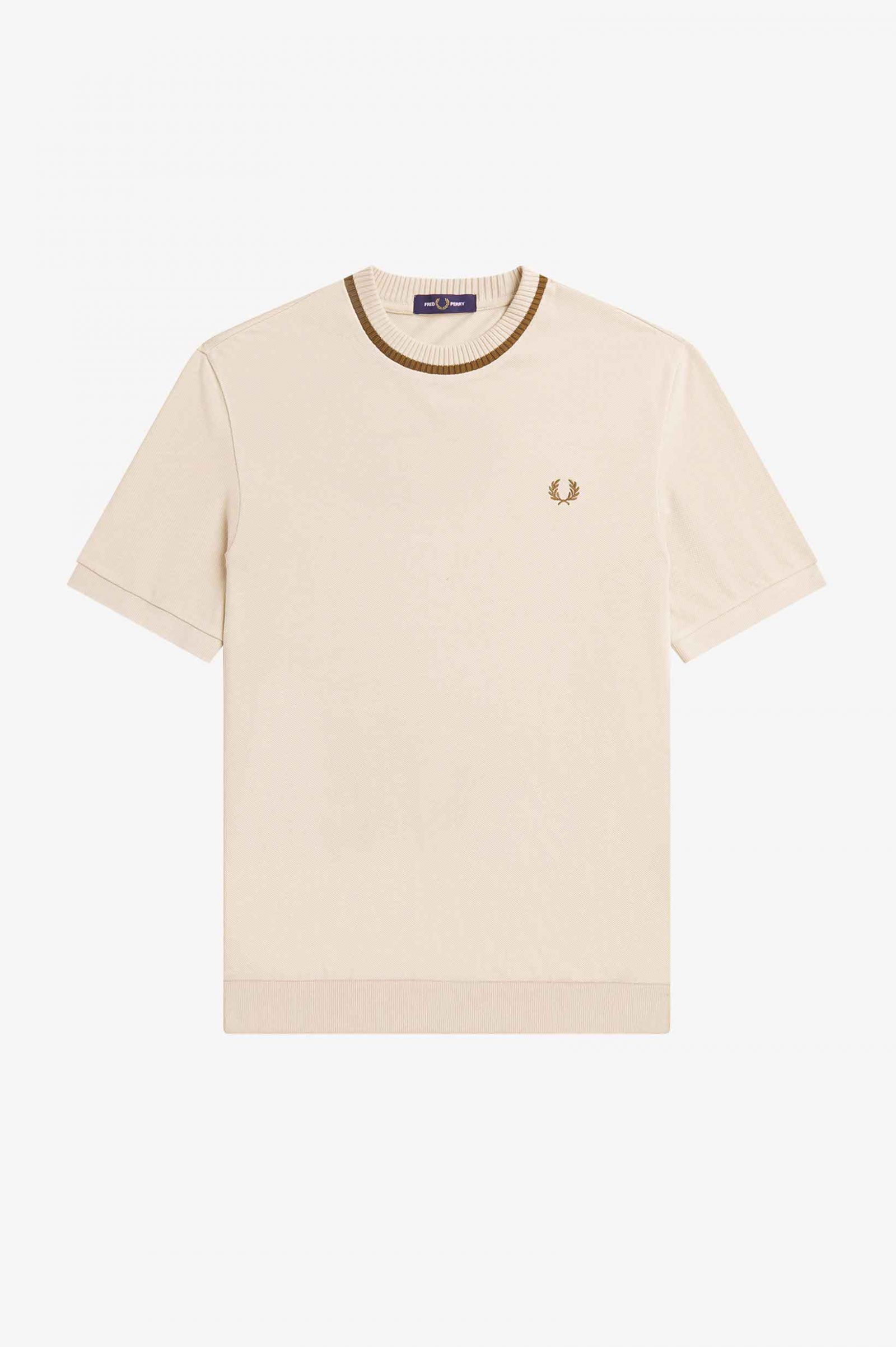 Fred Perry Crew Neck Pique T-Shirt - Oatmeal	