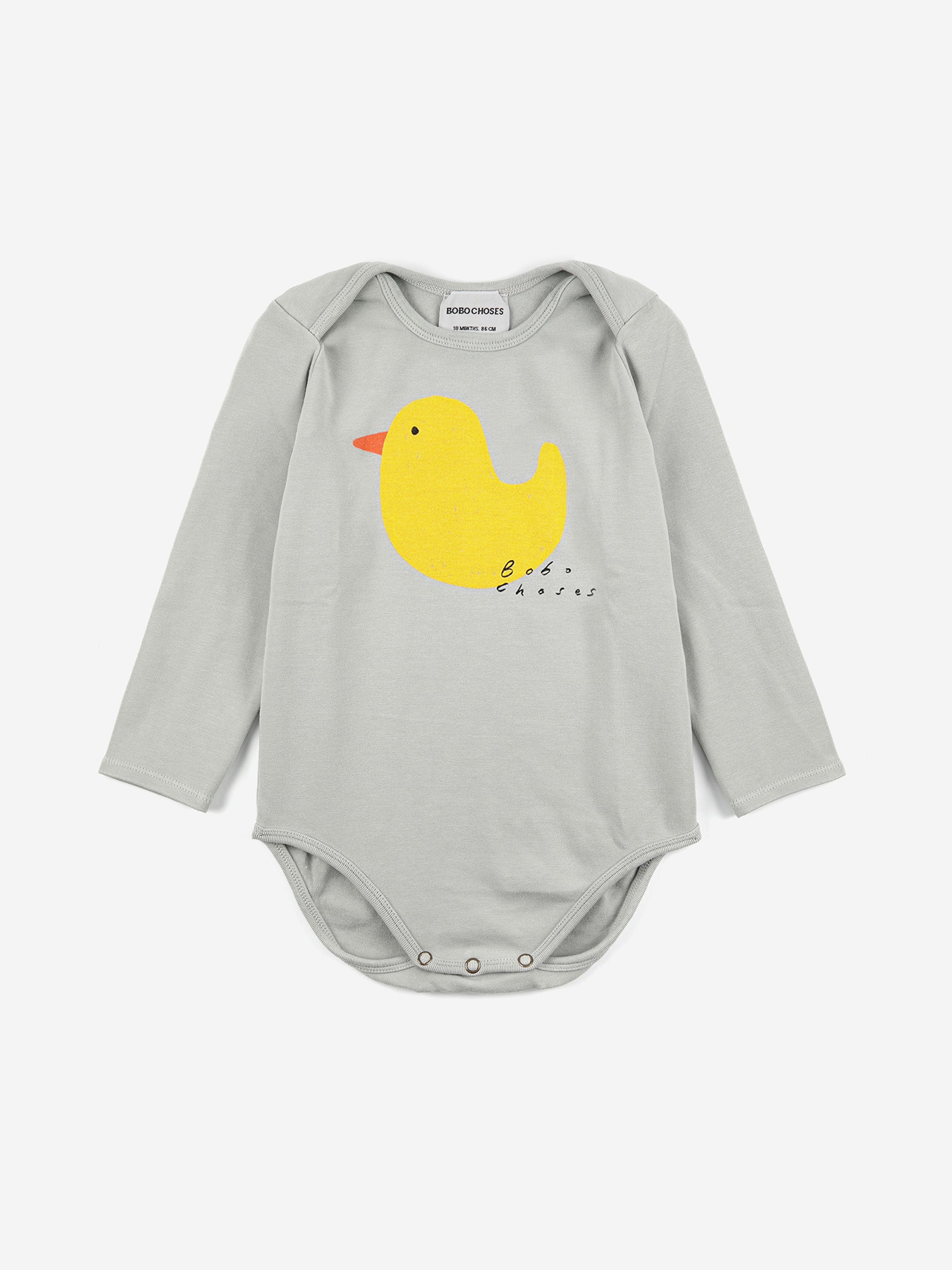 Bobo Choses Light Grey Rubber Duck Baby Bodysuit