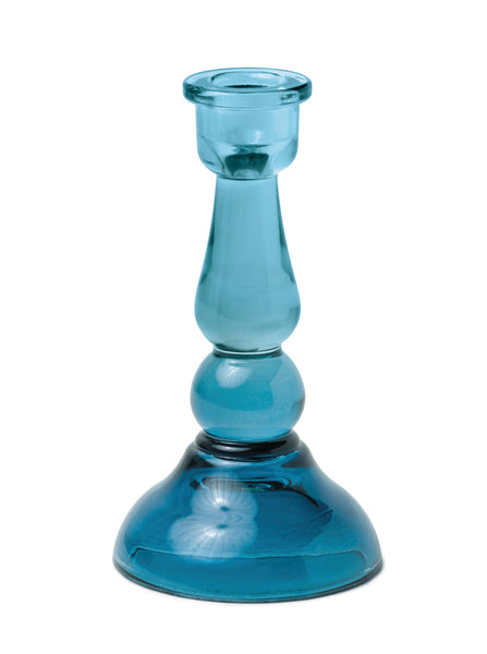 Paddywax Blue Tall Glass Taper Candle Holder
