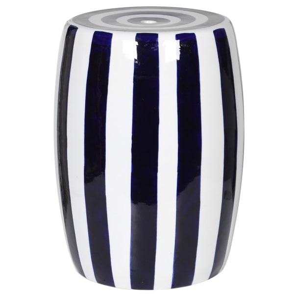 Marram Trading  Blue Stripe Ceramic Stool