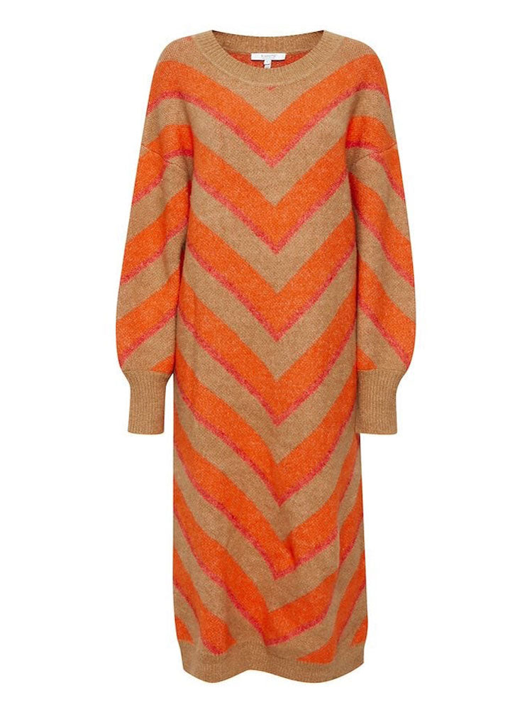 b.young Bymica Stripe Dress Flame Mix