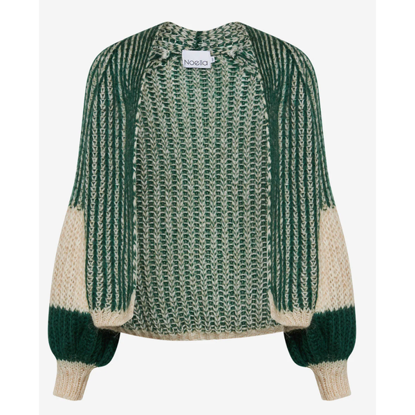 Noella Beige and Bottle Green Liana Knit Sweater