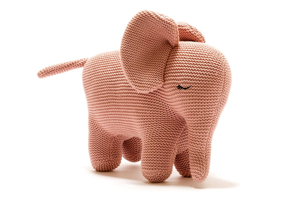 Best Years Large Organic Cotton Dusky Pink Elephant Plush Toy