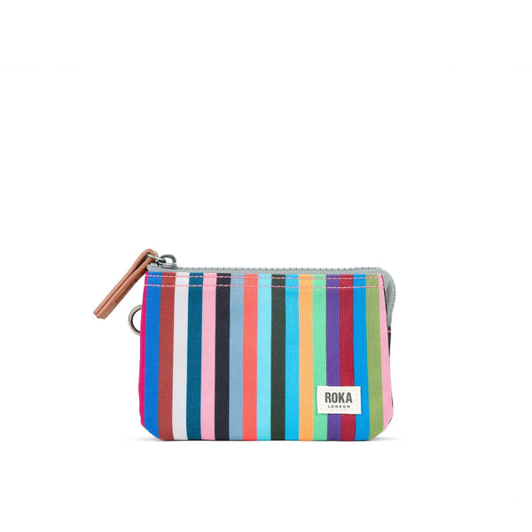 ROKA Carnaby Small Recycled Canvas Wallet - Multi Stripe