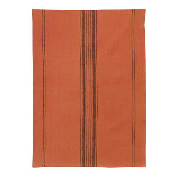 Maison Vivaraise Paprika Red 'metis' Stripe Line/cotton Blend Tea Towel, 50 X 70 Cm