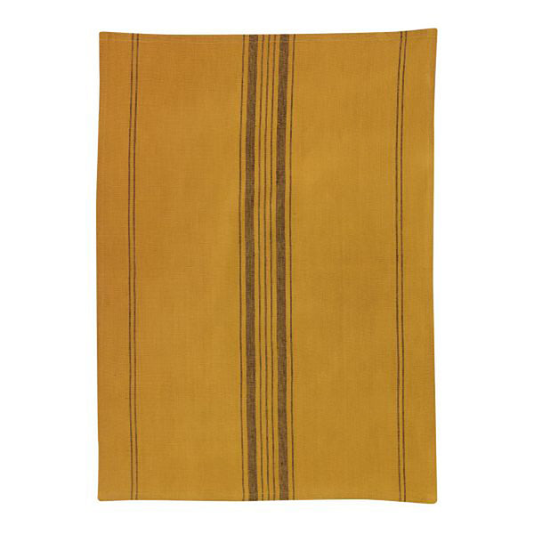 Maison Vivaraise Mustard Yellow 'metis' Stripe Line/cotton Blend Tea Towel, 50 X 70 Cm