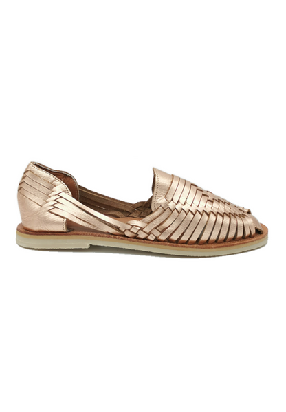 Mapache Rose Gold Leather Ibarra Braided Sandals 