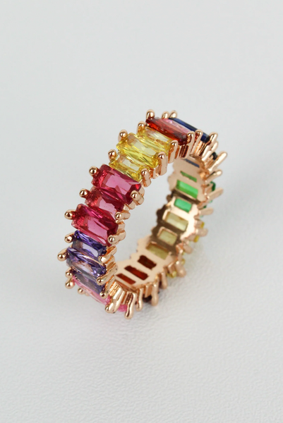 My Doris Gold Rainbow Glass Band Ring