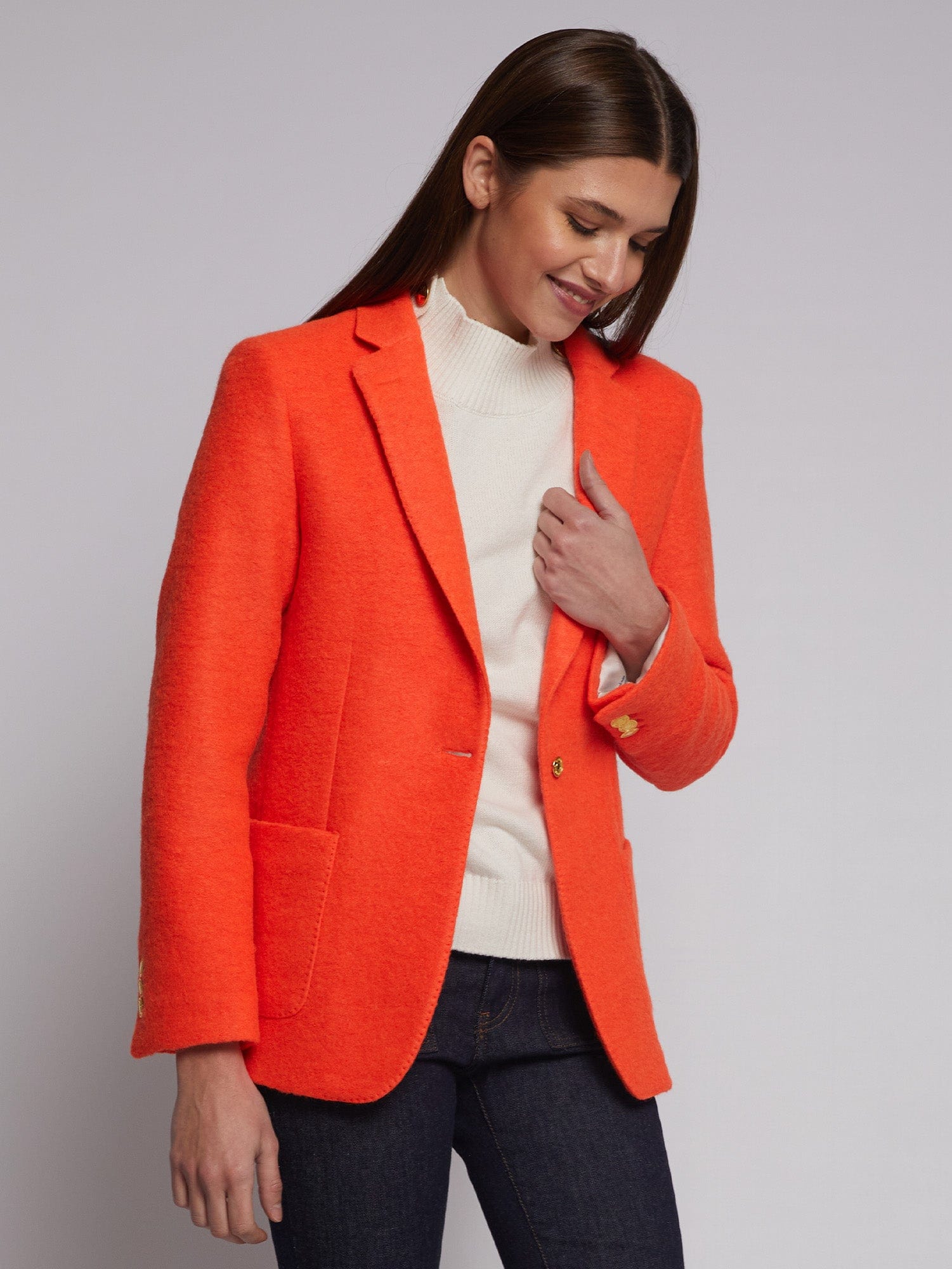 Vilagallo Wool Blend Neon Orange Jacket