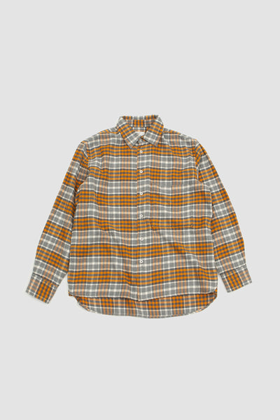 Universal Works Square Pocket Shirt Plaid Grey/orange