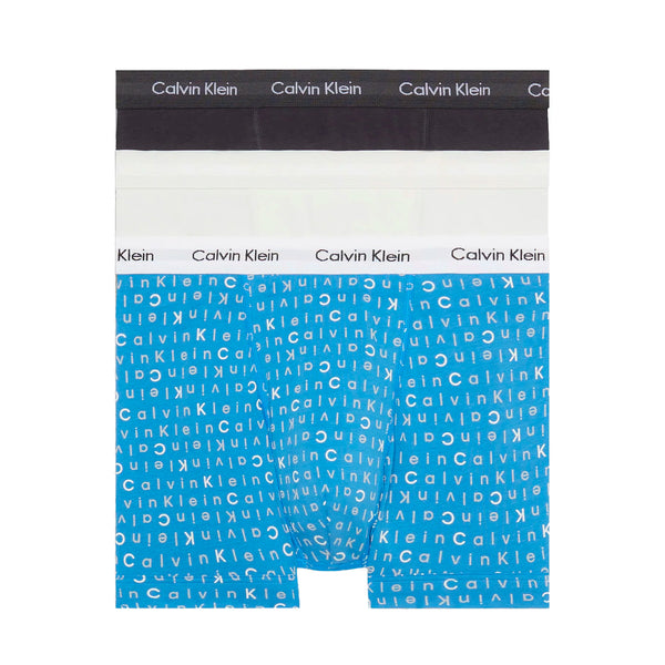 Calvin Klein Cotton Stretch Trunks - Black/white/blue Logo
