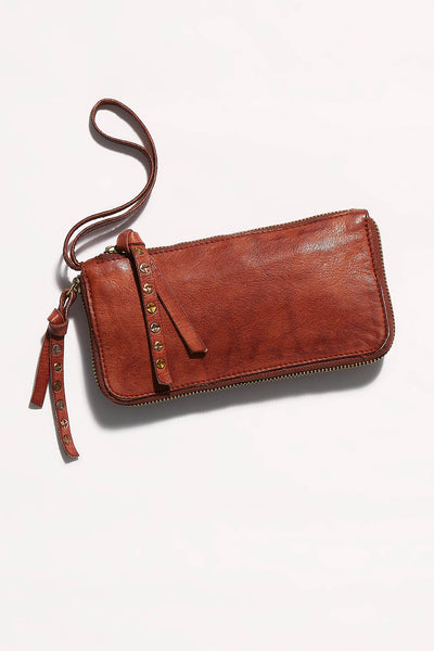 Free People Distressed Leather Wallet - Cognac