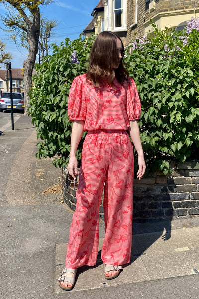 Percy Langley Posey Trouser In Rose Geo Blooms Print By Katrina & Re