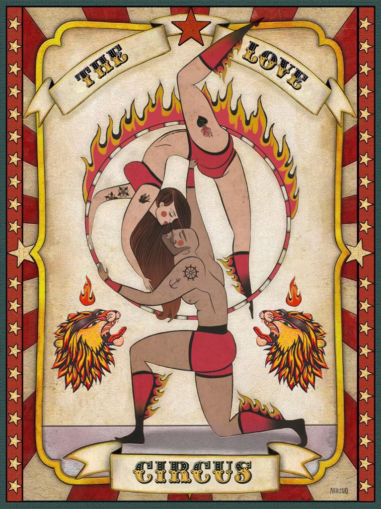 El Artilegio A4 Love Circus Illustration Print